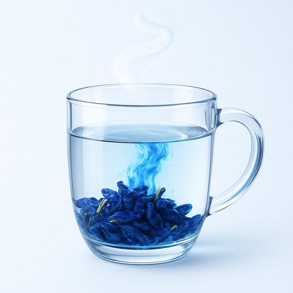 Add Butterflypea to 1 cup of hot water